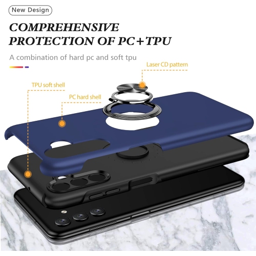 Étui rigide à anneau torsadé XCRS pour Galaxy A16 de Samsung – Couvercle de béquille à anneau magnétique intégré