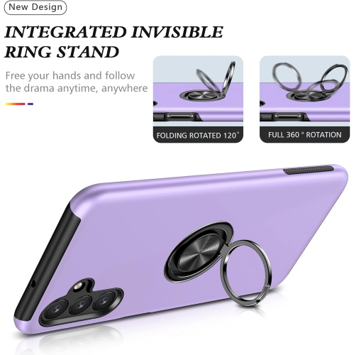 Étui rigide à anneau torsadé XCRS pour Galaxy A16 de Samsung – Couvercle de béquille à anneau magnétique intégré