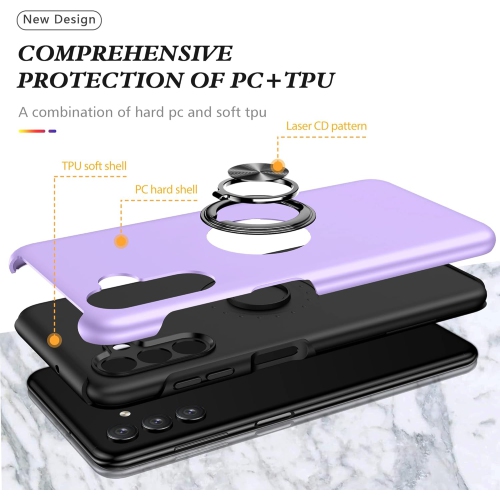 Étui rigide à anneau torsadé XCRS pour Galaxy A16 de Samsung – Couvercle de béquille à anneau magnétique intégré
