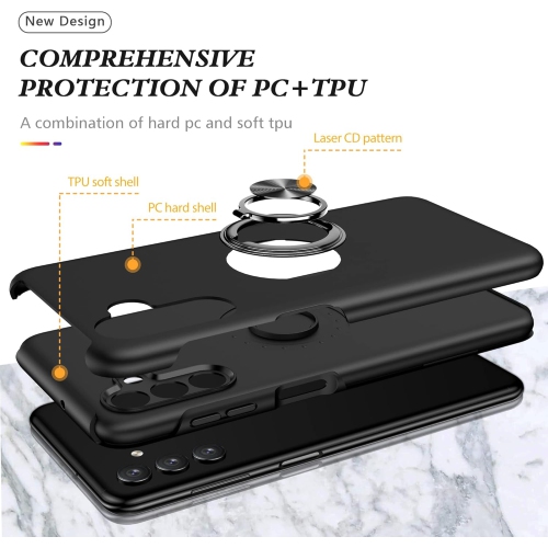 Étui rigide à anneau torsadé XCRS pour Galaxy A16 de Samsung – Couvercle de béquille à anneau magnétique intégré