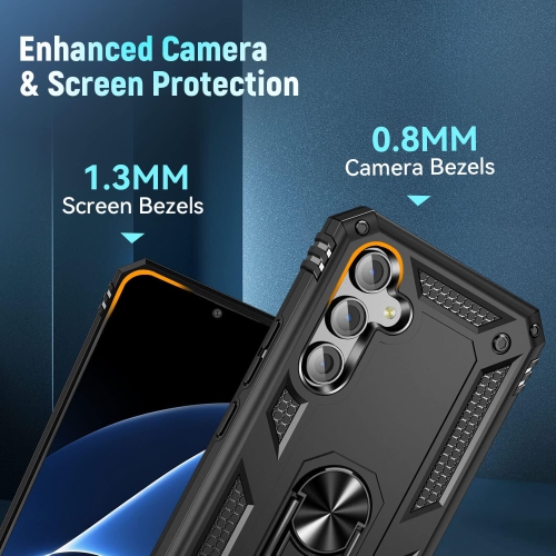 Étui de protection Slim Armor double couche de XCRS pour Galaxy A16 de Samsung – Couvercle de béquille à anneau magnétique intégré