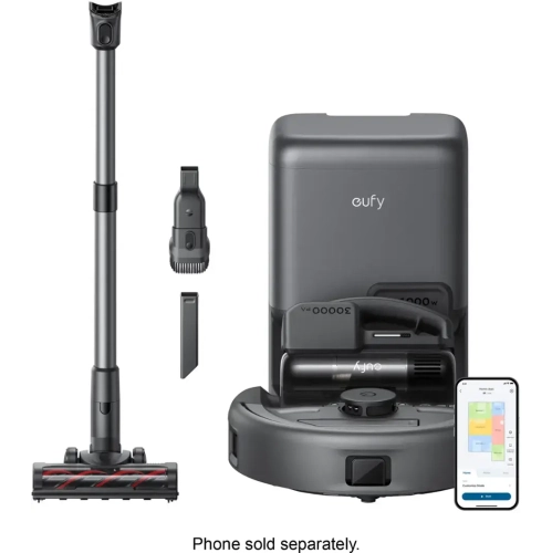 eufy Robot Vacuum 3-in-1 E20, Self Emptying Up to 10 Weeks, Max 30,000Pa with Versatile Stick and Handheld Vacuum Cleaner Combo, Smart Obstacle