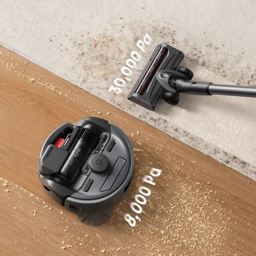 eufy Robot Vacuum 3-in-1 E20, Self Emptying Up to 10 Weeks, Max 30,000Pa with Versatile Stick and Handheld Vacuum Cleaner Combo, Smart Obstacle