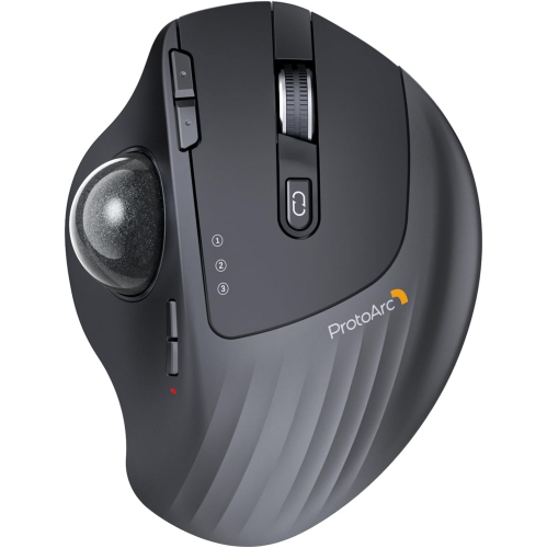 ProtoArc Wireless Trackball Mouse, EM01 NL Ergonomic Bluetooth Rollerball Thumb Mouse Rechargeable Mouse, Adjustable Angle & 3 Device Connection -
