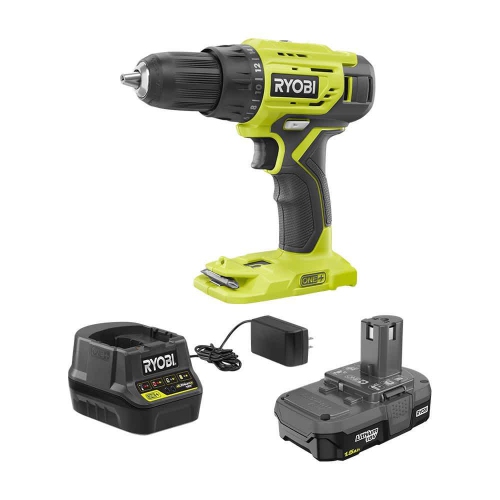 RYOBI 18V ONE+ Lithium-Ion Cordless 1/2-inch Hammer Drill/Driver Kit with 1.5 Ah Batteries and Charger Model # PCL220K2