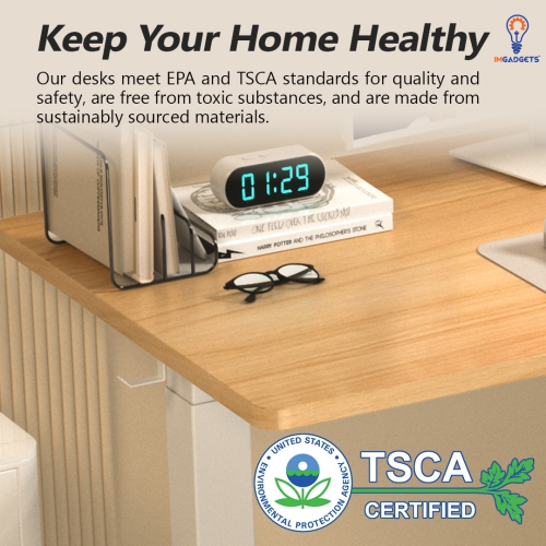 IMGadgets Electric Height-Adjustable Standing Desk with 47" x 24" Tabletop| Ideal for Home-Office Use | 3 Memory Presets, Adjustable Height Range