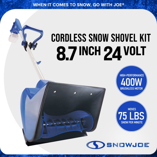 Snow Joe 24V 5Ah Cordless Snow Shovel Kit for Car Driveway Snow Removal, Blue