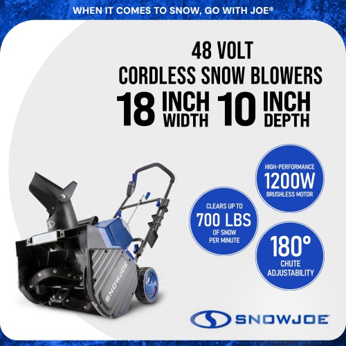 Snow Joe 24 V Snow Blower IONMAX, 2x4.0-Ah Batteries, Dual Port Charger, & Cover
