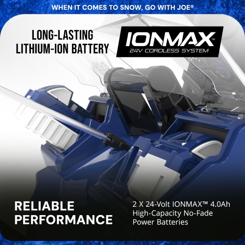 Snow Joe 24 V Snow Blower IONMAX, 2x4.0-Ah Batteries, Dual Port Charger, & Cover