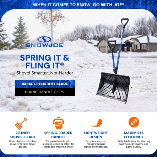 Snow Joe Shovelution Snow Shovel with 20-Inch Shovel Blade and Assist Handle