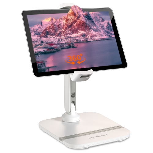 Image 1 of 7.. SHOPPINGALL Tablet Stand for 4.7"-13" Phone/Tablet, iPad, iPhone, Samsung, Google, Kindle, Fully Adjustable Portable Device Holder - SA-209D3-WHITE