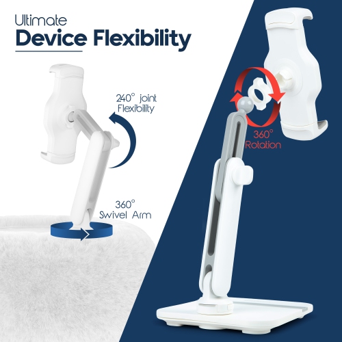 SHOPPINGALL 2-in-1 Tablet Holder Pillow Stand for 4.7"-13" Phone/Tablet/iPad/Kindle, 360° Adjustable Stand for Bed with Detachable Soft Plush Fabric