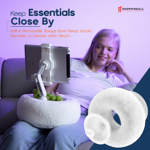 SHOPPINGALL 2-in-1 Tablet Holder Pillow Stand for 4.7"-13" Phone/Tablet/iPad/Kindle, 360° Adjustable Stand for Bed with Detachable Soft Plush Fabric