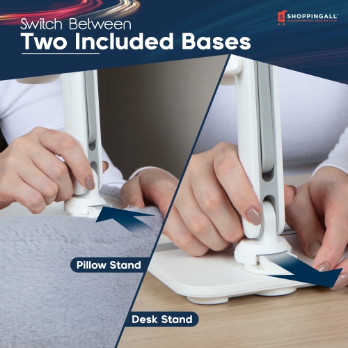 SHOPPINGALL 2-in-1 Tablet Holder Pillow Stand for 4.7"-13" Phone/Tablet/iPad/Kindle, 360° Adjustable Phone Holder for Bed with Detachable Soft Plush