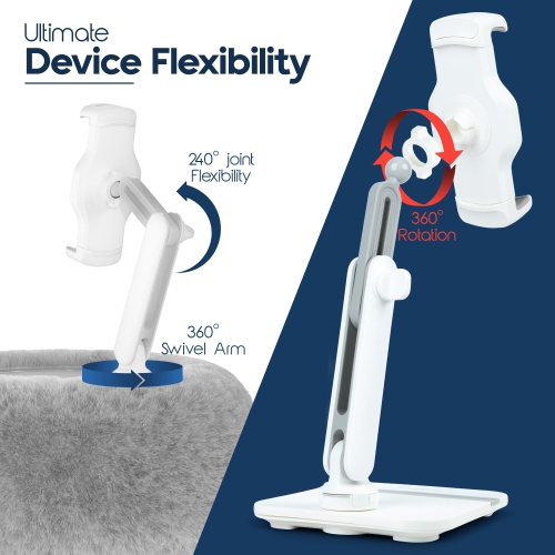 SHOPPINGALL 2-in-1 Tablet Holder Pillow Stand for 4.7"-13" Phone/Tablet/iPad/Kindle, 360° Adjustable Phone Holder for Bed with Detachable Soft Plush