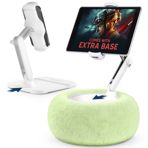 Image 1 of 7.. SHOPPINGALL 2-in-1 Tablet Holder Pillow Stand for 4.7"-13" Phone/Tablet/iPad/Kindle, 360° Adjustable Stand for Bed with Detachable Soft Plush Fabric