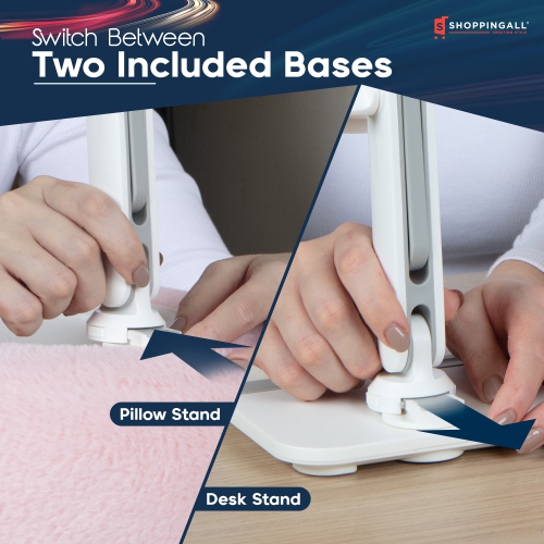 SHOPPINGALL 2-in-1 Tablet Holder Pillow Stand for 4.7"-13" Phone/Tablet/iPad/Kindle, 360° Adjustable Phone Holder for Bed with Detachable Soft Plush