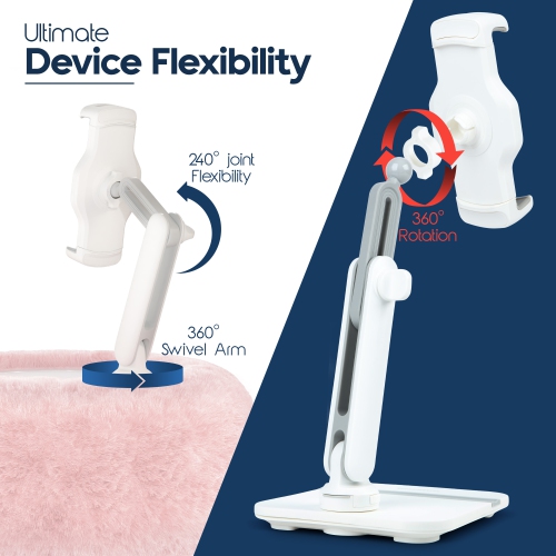 SHOPPINGALL 2-in-1 Tablet Holder Pillow Stand for 4.7"-13" Phone/Tablet/iPad/Kindle, 360° Adjustable Phone Holder for Bed with Detachable Soft Plush