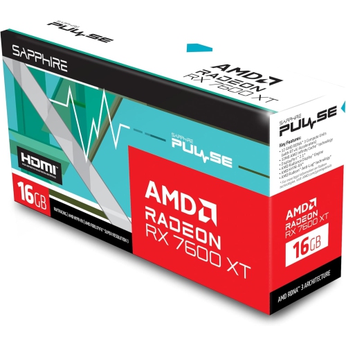Sapphire 11339-04-20G Pulse AMD Radeon RX 7600 XT Gaming Graphics Card with 16GB GDDR6, AMD RDNA 3