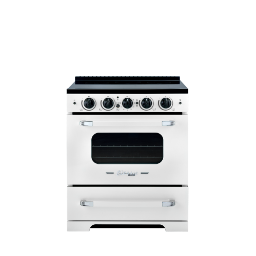 Unique Appliances - Classic Retro 3.9 Cu. Ft. Freestanding Induction Range with Air Fry - Marshmallow White