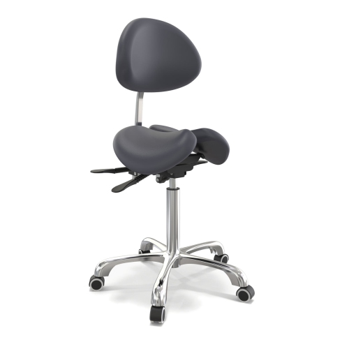 Master Massage Berkeley Ergonomic Saddle Stool -Two Part Seat Stool Saddle Posture Correction Chair Seat with Backrest and Adjustable Title Angle and