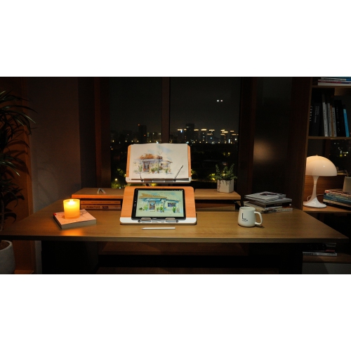 SHOPPINGALL Portable Book Stand, Adjustable Book Holder Tray with Elastic Clips - Stable Multi-Purpose Display Riser for Recipe, Cookbook, Tablet,