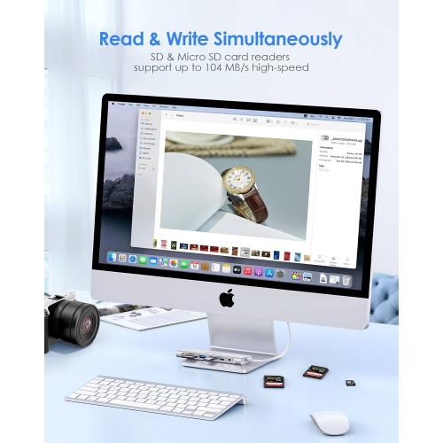 3.3FT 8 in 1 USB C Hub, Multiport Adapter with 4K HDMI, USB 3.0, USB C Data Port, Card Reader, Aux, 100W PD for New MacBook Pro/Mac Air, iPhone 15