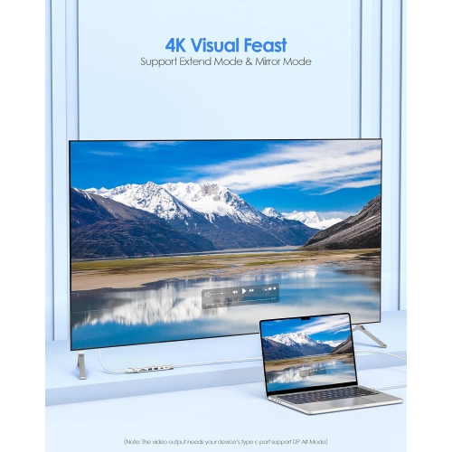 3.3FT 8 in 1 USB C Hub, Multiport Adapter with 4K HDMI, USB 3.0, USB C Data Port, Card Reader, Aux, 100W PD for New MacBook Pro/Mac Air, iPhone 15