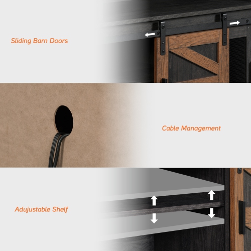 WAMPAT Living Room Set of TV Stand and Sideboard for 100 inch,Door Storage Cabinet,Farmhouse Storage Units with Open and Adjustable Shelf,Dark Walnut