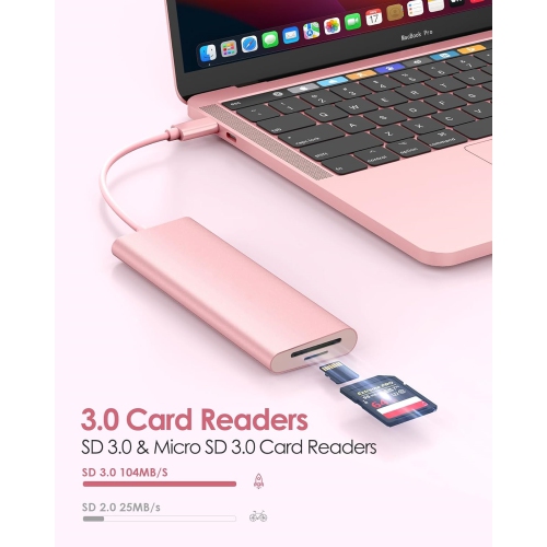 USB C Multiport Hub with 4K HDMI, 3 USB 3.0, SD/Micro SD Card Reader, 100W PD Compatible 2023-2016 MacBook Pro, New Mac Air, Other Type C Devices,