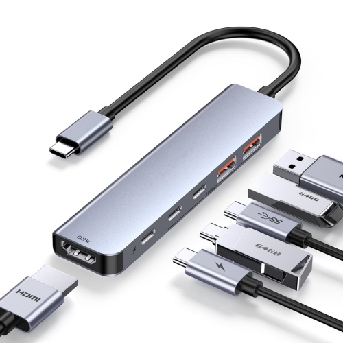 NIERBO  6 In 1 10GBps USB C 3.2 Hub w 4K 60Hz HDMI, 10G USB C And USB A 3.2, 100W Pd, for 2018-2025 Macbook Air, New Mac Pro, Stable Driver USB