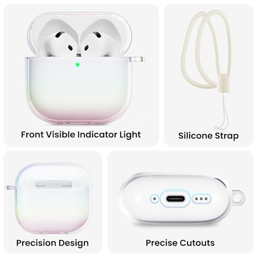 ORNARTO Compatible with AirPods 4 Case Cute 2024, Anti-Drop Full Protective TPU Case for AirPods 4th Generation, Front LED Visible Bling