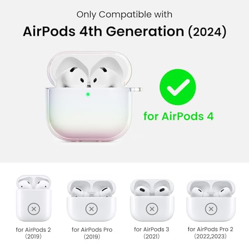 ORNARTO Compatible with AirPods 4 Case Cute 2024, Anti-Drop Full Protective TPU Case for AirPods 4th Generation, Front LED Visible Bling