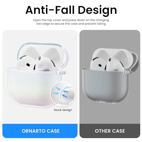 ORNARTO Compatible with AirPods 4 Case Cute 2024, Anti-Drop Full Protective TPU Case for AirPods 4th Generation, Front LED Visible Bling