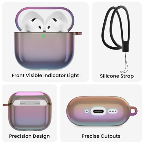 ORNARTO Compatible with AirPods 4 Case Cute 2024, Anti-Drop Full Protective TPU Case for AirPods 4th Generation, Front LED Visible Bling
