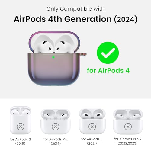 ORNARTO Compatible with AirPods 4 Case Cute 2024, Anti-Drop Full Protective TPU Case for AirPods 4th Generation, Front LED Visible Bling