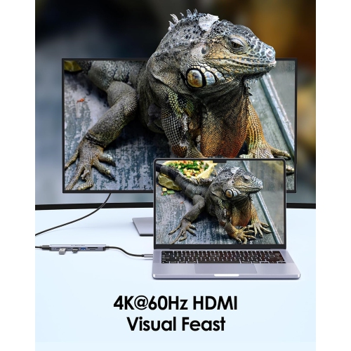 USB C Hub 8 in 1 with 4K@60Hz HDMI, 2 USB C Data Sync & 2 USB 3.0 Port, PD 100W, SD/Micro SD Card Reader for 2024-2018 MacBook Air, New Mac Pro,