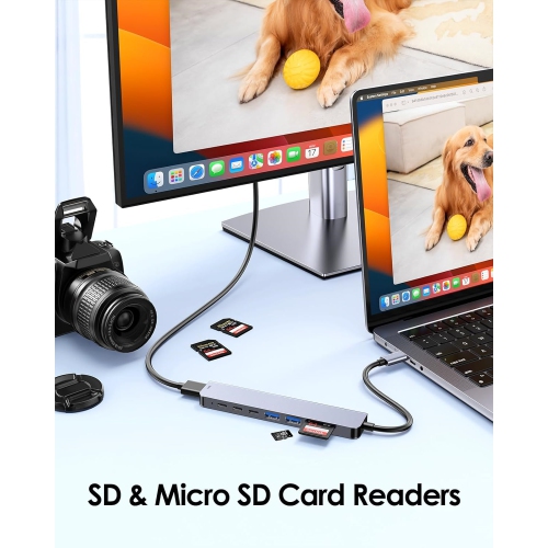 USB C Hub 8 in 1 with 4K@60Hz HDMI, 2 USB C Data Sync & 2 USB 3.0 Port, PD 100W, SD/Micro SD Card Reader for 2024-2018 MacBook Air, New Mac Pro,