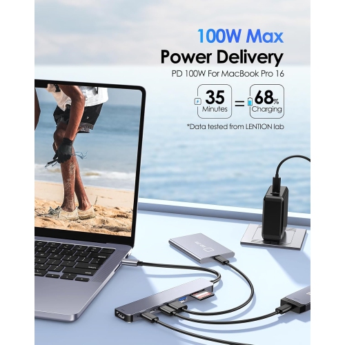 USB C Hub 8 in 1 with 4K@60Hz HDMI, 2 USB C Data Sync & 2 USB 3.0 Port, PD 100W, SD/Micro SD Card Reader for 2024-2018 MacBook Air, New Mac Pro,