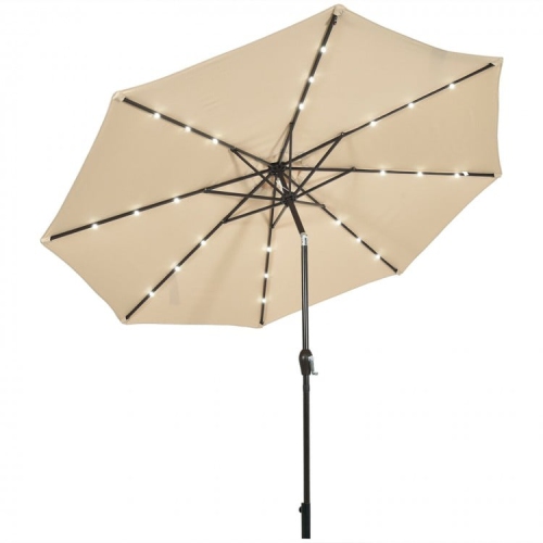 Parasol de patio extérieur de 10 pi avec lampes solaires LED brillantes