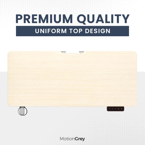 MotionGrey Ergo2 - Adjustable Electric Standing Desk with Memory Settings - 43"x24" Light Brown Top White Frame - Ergonomic Sit-to-Stand Desk for