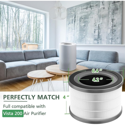 Filtres de rechange LEVOIT Vista 200, 3 étapes H13 True HEPA, paq. 2