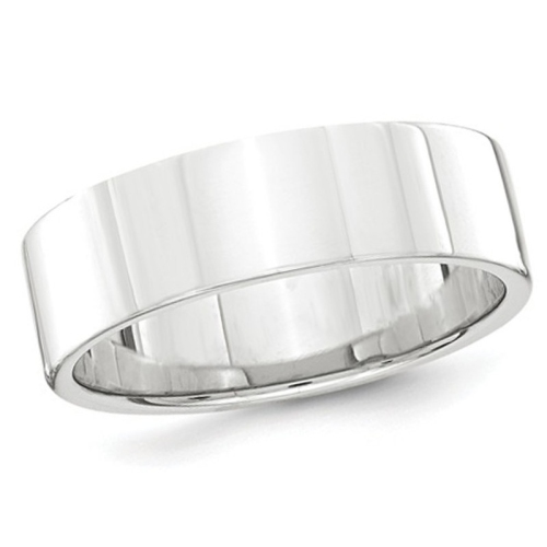 Mens 6mm Platinum Flat Wedding Band Ring