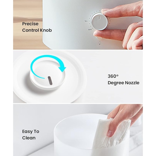 Pharata 2.5L Cool Mist Humidifier with Essential Oil Diffuser, Top Fill, Ultrasonic for Bedrooms and Large Rooms, Auto Shut-Off.