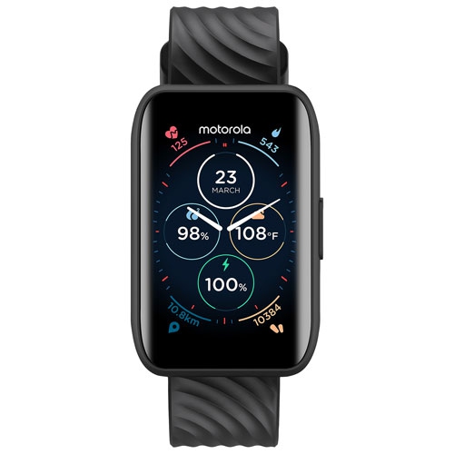 Refurbished Motorola Moto Watch 40 46 x 30mm Smartwatch with Heart Rate Monitor - Black