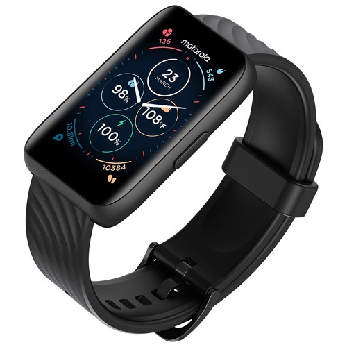 Refurbished Motorola Moto Watch 40 46 x 30mm Smartwatch with Heart Rate Monitor - Black