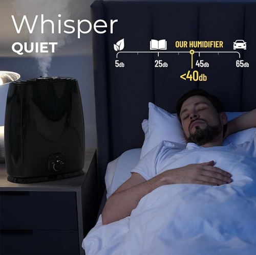 Everlasting Comfort 6L Ultrasonic Cool Mist Humidifier – Quiet, Filterless, Essential Oil Tray, 50-Hour Runtime. Ideal for Bedrooms and Nurseries.