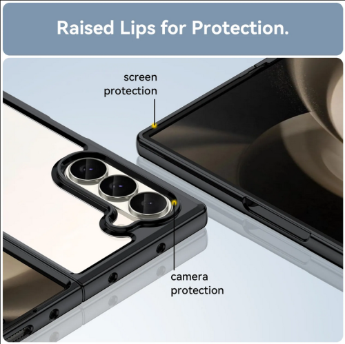 [CS] Transparent Hard PC Matte TPU Hybrid Case Cover for Samsung Galaxy Z Fold 6, Black