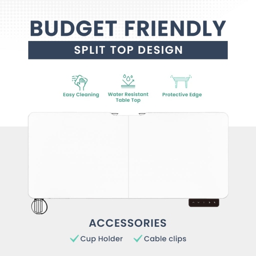 MotionGrey Ergo2 - Adjustable Electric Standing Desk with Memory Settings - 55"x24" White Top White Frame - Ergonomic Sit-to-Stand Desk for Home and