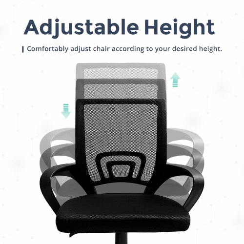 MotionGrey MC1 Ergonomic Office Chair - Comfy Airy Mesh Back Support with Adjustable Height - Black Desk Computer Chairs Perfect for Home Gaming and